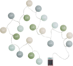 LISI Lichterkette Cottonball - White, Aqua, Mint, Grey / L: 230.0 cm x D: 6.0 cm