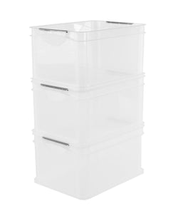 Lot de 3 boîtes de rangement SET format A4 - Transparentes / L : 39,0 cm x P : 29,0 cm x H : 44,0 cm