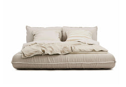 Tom Tailor PILLOW Bett mit Einlegerahmen Boucléstoff - Light-Pearl / B: 200.0 cm x T: 200.0 cm