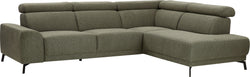 FRENA Ecksofa rechts motorisiert - Grün / B: 274 cm x T: 209 cm x H: 79-93 cm
