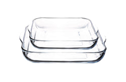 SQUARE Ofenformen-Set - Transparent / B: 21.2 cm x T: 23.8 cm x H: 5.4 cm / B: 27.40 cm x T: 30 cm x H: 5.4 cm