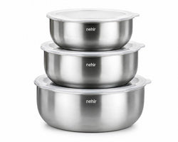 NEHIR Vorratsdosen-Set - Silberfarbig / D: 16 cm, D: 18 cm, D: 20 cm