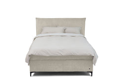 TOM TAILOR MODERN BOX Letto boxspring con topper in tessuto chenille - Sunny-Sand / L: 120,0 cm x P: 200,0 cm