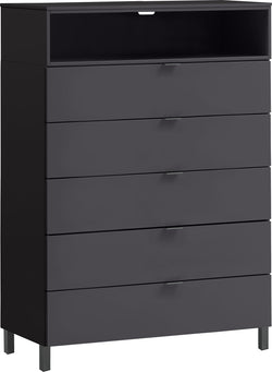 TILL Kommode - Schwarzgrau / B: 84.0 cm x T: 40.0 cm x H: 124.0 cm
