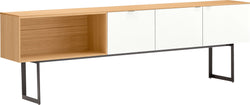 TILL Buffet bas - Blanc / Chêne / L: 252.0 cm x P: 41.0 cm x H: 79.6 cm