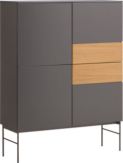TILL Highboard - Dunkelgrau / B: 112.0 cm x T: 41.0 cm x H: 146.4 cm