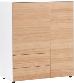 Buffet haut LUX - Blanc / Chêne / L : 100,0 cm x P : 46,0 cm x H : 111,5 cm