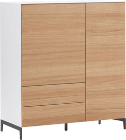 Buffet haut LUX - Blanc / Chêne / L: 100.0 cm x P: 46.0 cm x H: 123.5 cm