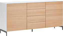 LUX Sideboard - Weiss / Eiche / B: 180.0 cm x T: 46.0 cm x H: 86.5 cm
