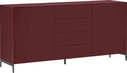 LUX Sideboard - Dunkelrot / B: 180.0 cm x T: 46.0 cm x H: 86.5 cm