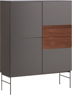 TILL Highboard - Dunkelgrau / B: 112.0 cm x T: 41.0 cm x H: 146.4 cm