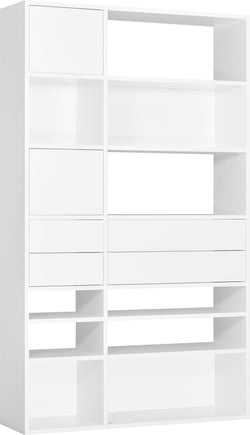 TARA Regal - Weiss / Eiche / B: 127.0 cm x T: 36.0 cm x H: 215.0 cm