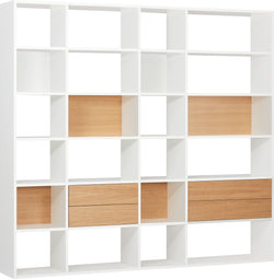 TARA Regal - Weiss / Eiche / B: 220.0 cm x T: 33.0 cm x H: 222.0 cm