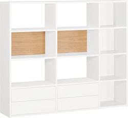 TARA Regal - Weiss / Eiche / B: 160.0 cm x T: 33.0 cm x H: 147.0 cm