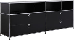 FLEXCUBE Lowboard - Schwarz / B: 152.0 cm x T: 40.0 cm x H: 62.5 cm