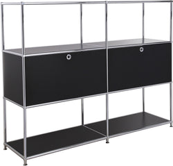 Buffet haut FLEXCUBE - Noir / L : 152,0 cm x P : 40,0 cm x H : 118,0 cm