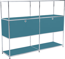 Buffet haut FLEXCUBE - Bleu pétrole / L : 152,0 cm x P : 40,0 cm x H : 118,0 cm