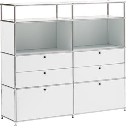 FLEXCUBE Highboard - Weiss / B: 152.0 cm x T: 40.0 cm x H: 138.0 cm