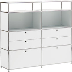 Buffet haut FLEXCUBE - Blanc / L : 152,0 cm x P : 40,0 cm x H : 138,0 cm