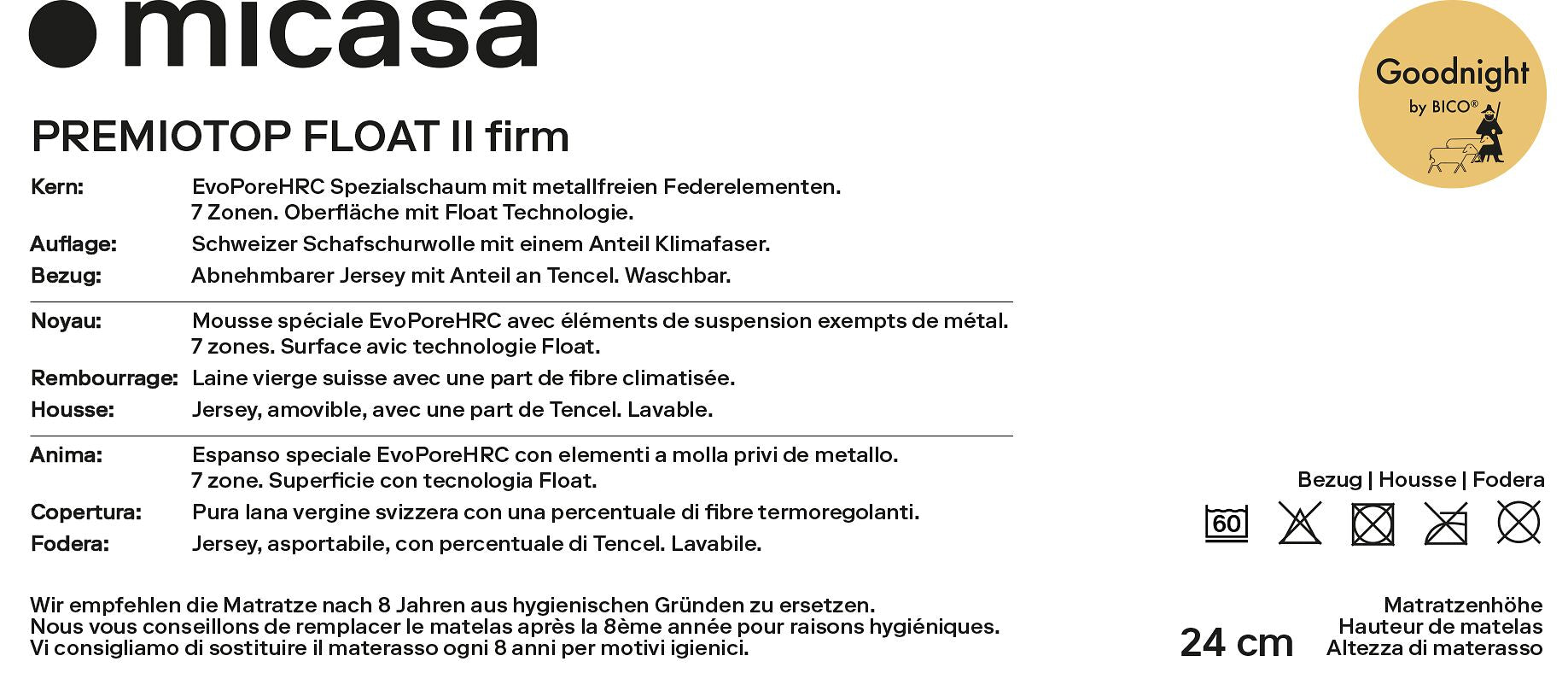 bico PREMIOTOP FLOAT II firm Materasso