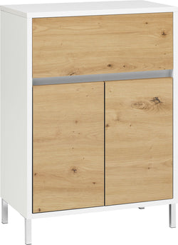 SIERRA Mobile accostabile - Bianco / Quercia / L: 60.0 cm x P: 35.0 cm x A: 84.3 cm