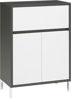 SIERRA Beistellmöbel - Anthrazit / Weiss / B: 60.0 cm x T: 35.0 cm x H: 84.3 cm
