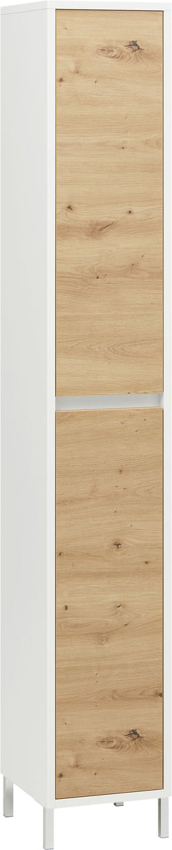 SIERRA Hochschrank - Weiss / Eiche / B: 30.0 cm x T: 35.0 cm x H: 190.0 cm