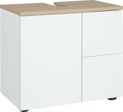 CORTES II Armadietto per lavabo - Bianco / Quercia / L: 60.0 cm x P: 37.0 cm x A: 52.0 cm