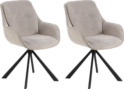 Set di 2 sedie ELENI - Beige chiaro / Nero / L: 58,5 cm x P: 64,0 cm x A: 87,5 cm