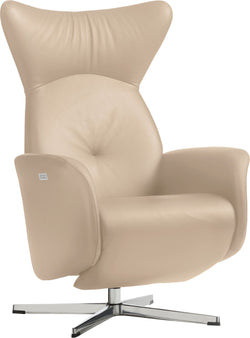 Poltrona relax ASCAN color ecru - Écru / L: 76.0 cm x P: 78.0 cm x A: 114.0 cm