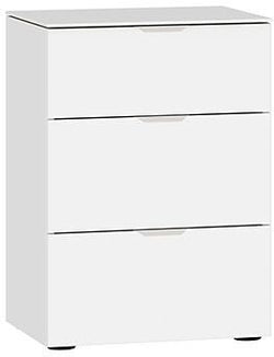 MODUL Nachttisch - Weissglas satiniert / B: 45.0 cm x T: 43.0 cm x H: 65.0 cm