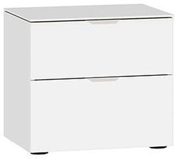 MODUL Nachttisch - Weiss / Weissglas / B: 45.0 cm x T: 43.0 cm x H: 42.0 cm