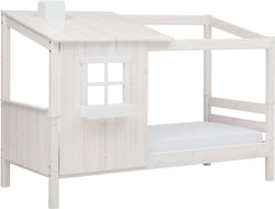 Flexa CLASSIC TREE HOUSE Demi-maison avec un lit simple - Blanchiment à la chaux / L: 112.0 cm x P: 210.0 cm x H: 154.0 cm