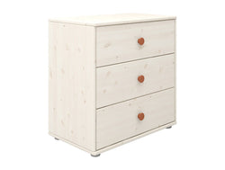 CLASSIC Kommode 3 Schubl.,weiss,Griffe r - Weiss lasiert / B: 72.0 cm x T: 44.2 cm x H: 74.5 cm