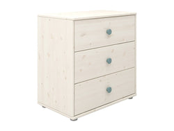 CLASSIC Kommode 3 Schubl.,weiss,Griffe b - Weiss lasiert / B: 72.0 cm x T: 44.2 cm x H: 74.5 cm