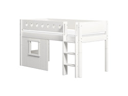 Flexa WHITE Letto semi-alto con casetta sull'albero - Bianco / L: 109.0 cm x P: 210.0 cm x A: 120.0 cm