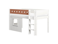 Flexa WHITE Letto semi-alto con casetta sull'albero - Bianco / L: 109.0 cm x P: 210.0 cm x A: 120.0 cm