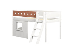 Flexa WHITE Letto semi-alto con casetta sull'albero - Bianco / L: 109.0 cm x P: 210.0 cm x A: 120.0 cm