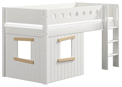 Flexa WHITE Halbhochbett mit Baumhaus - Weiss / B: 109.0 cm x T: 210.0 cm x H: 120.0 cm