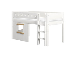 Flexa WHITE Letto semi-alto con casetta sull'albero - Bianco / L: 109.0 cm x P: 210.0 cm x A: 120.0 cm