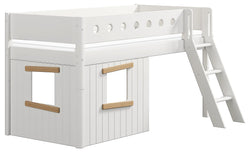 Flexa WHITE Halbhochbett mit Baumhaus - Weiss / B: 109.0 cm x T: 210.0 cm x H: 120.0 cm