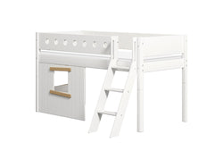 Flexa WHITE Letto semi-alto con casetta sull'albero - Bianco / L: 109.0 cm x P: 210.0 cm x A: 120.0 cm