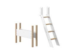 Flexa NOR Schrägleiter Mittelhochbett - Weiss / Eiche