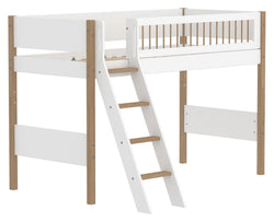 Flexa NOR Schrägleiter Mittelhochbett - Weiss / Eiche / B: 159.0 cm x T: 208.0 cm x H: 143.0 cm