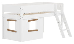 Letto a mezz'altezza Flexa WHITE con casetta sull'albero - Bianco / L: 151,0 cm x P: 210,0 cm x A: 120,0 cm