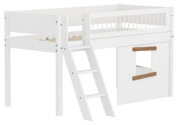 Flexa WHITE Lit mi-hauteur avec cabane dans les arbres - Blanc / L: 151.0 cm x P: 210.0 cm x H: 120.0 cm