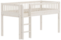 Flexa CLASSIC Leiter gerade Halbhochbett inkl. Pfosten - White Wash / B: 110.0 cm x T: 210.0 cm x H: 120.0 cm