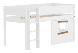 Flexa WHITE Letto semi-alto con casetta sull'albero - Bianco / L: 109.0 cm x P: 210.0 cm x A: 120.0 cm