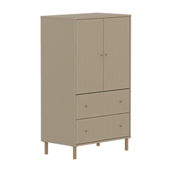SAGA Cupboard groov 2 drw oat,oak kno/le - Avoine / L: 75.0 cm x P: 45.0 cm x H: 129.5 cm