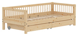 CLASSIC Bed Safty Rail bars 2 drws. raw - Nature / L: 100.0 cm x P: 210.0 cm x H: 67.0 cm